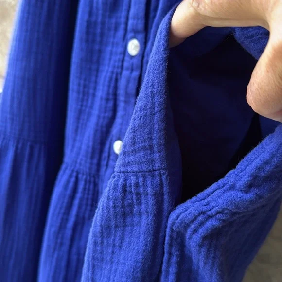 Universal Thread Cotton Gauze Sleeveless Maxi Dress Smocked Back Panel Pockets! - Picture 13 of 16